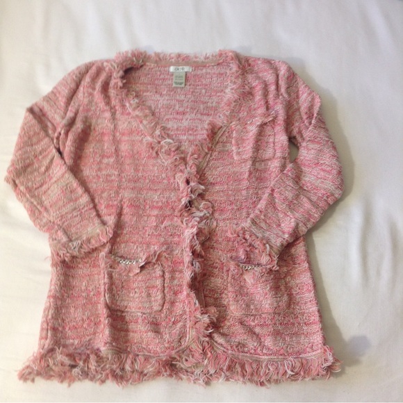 Cache pink tweed jacket women's small Fringe Day to Night Clueless Taylor Swift - Picture 7 of 10